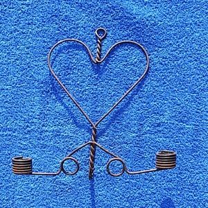 Hanging wire heart shaped candle holder